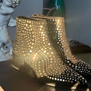 Vince Camuto Metallic Studded Black Booties